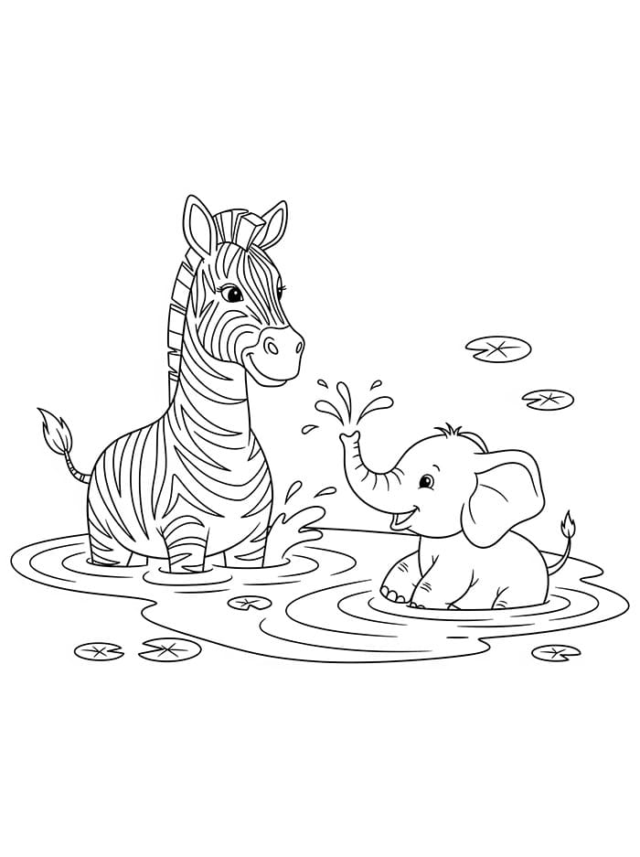 Zebra dengan gajah