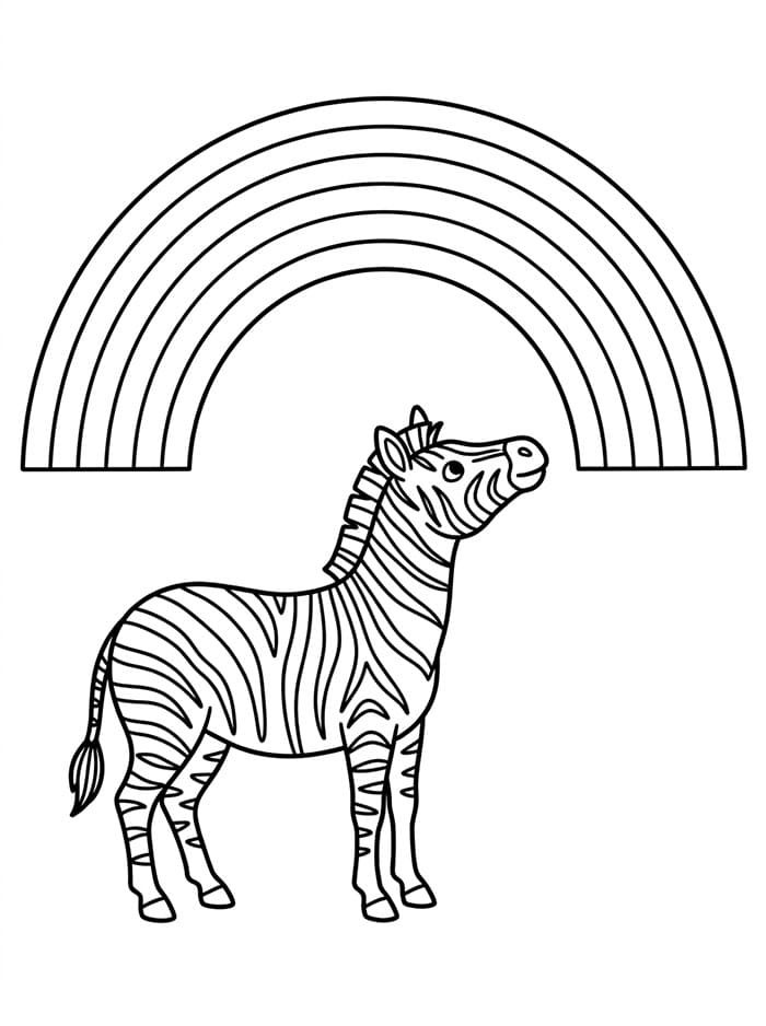 Zebra melihat pelangi