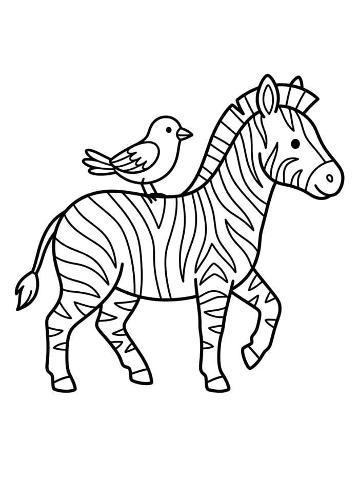 Zebra membawa burung