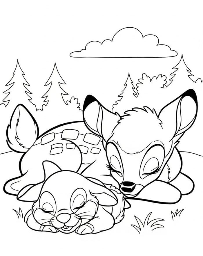 Bambi dan Thumper tidur