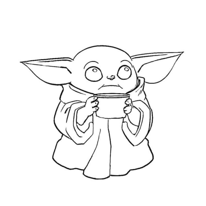 Bayi Yoda dengan Cangkir