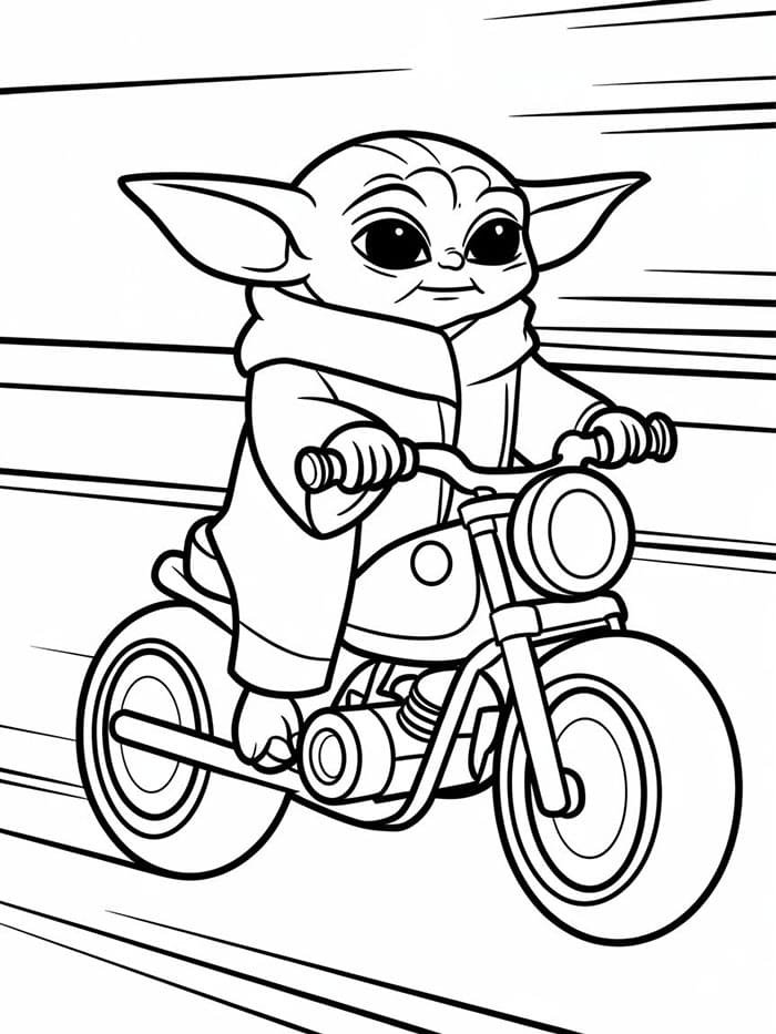 Bayi Yoda Mengendarai Sepeda Motor