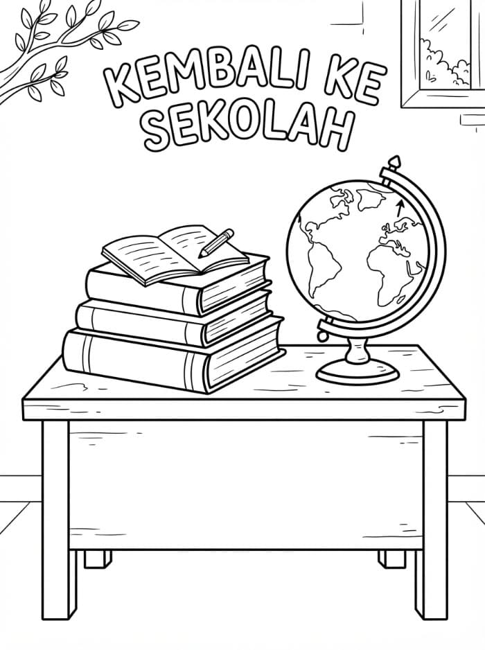 Buku dan globe kembali ke sekolah