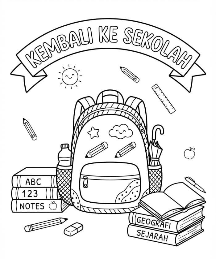 Buku dan ransel kembali ke sekolah