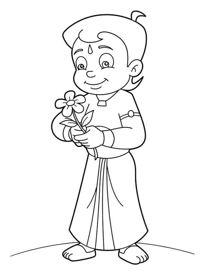 Chhota Bheem memegang bunga
