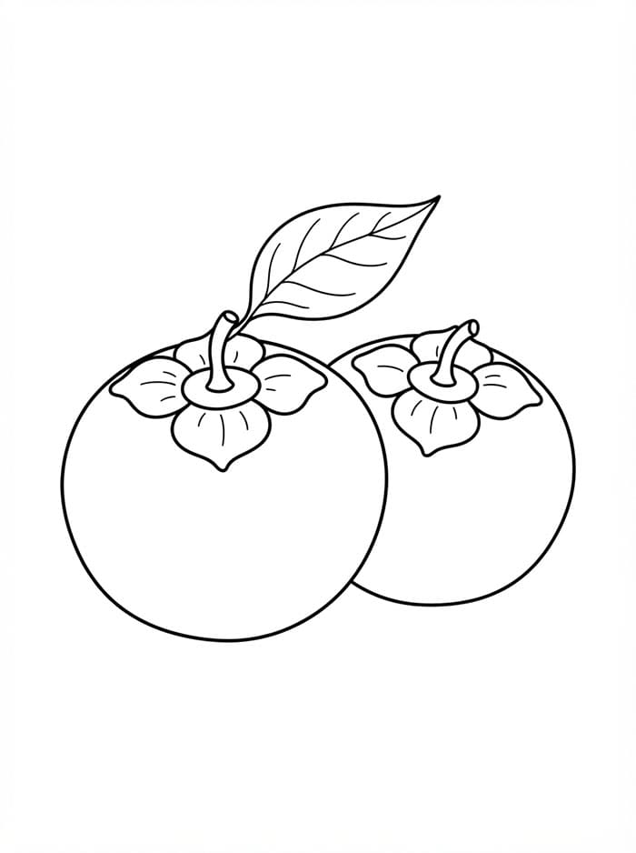Dua Buah Kesemek dan Daun