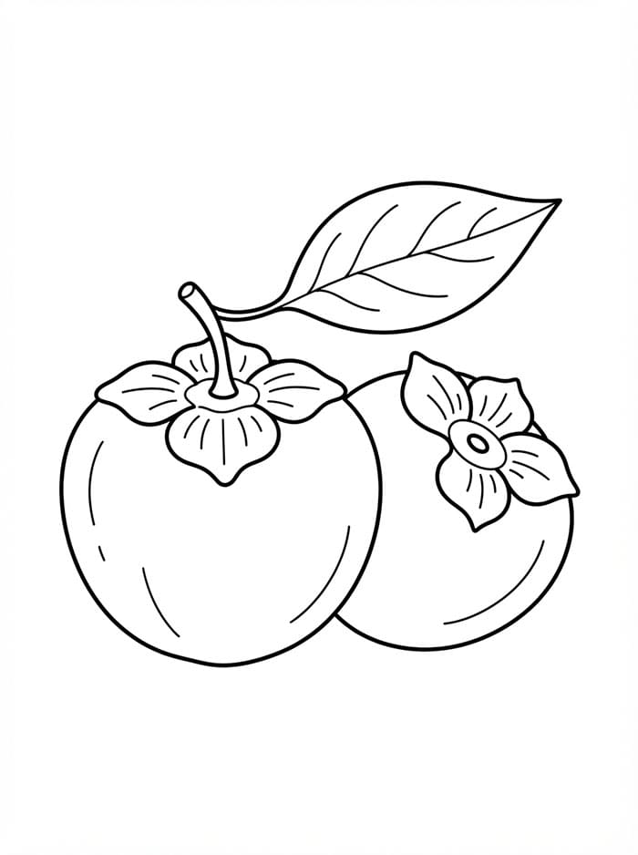 Dua Buah Kesemek dengan Daun