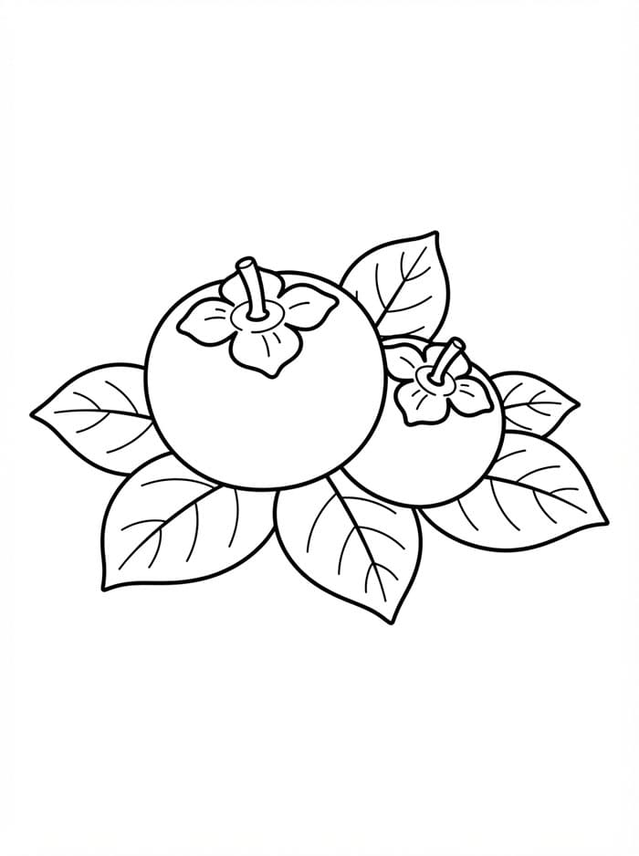 Dua Buah Kesemek di Daun