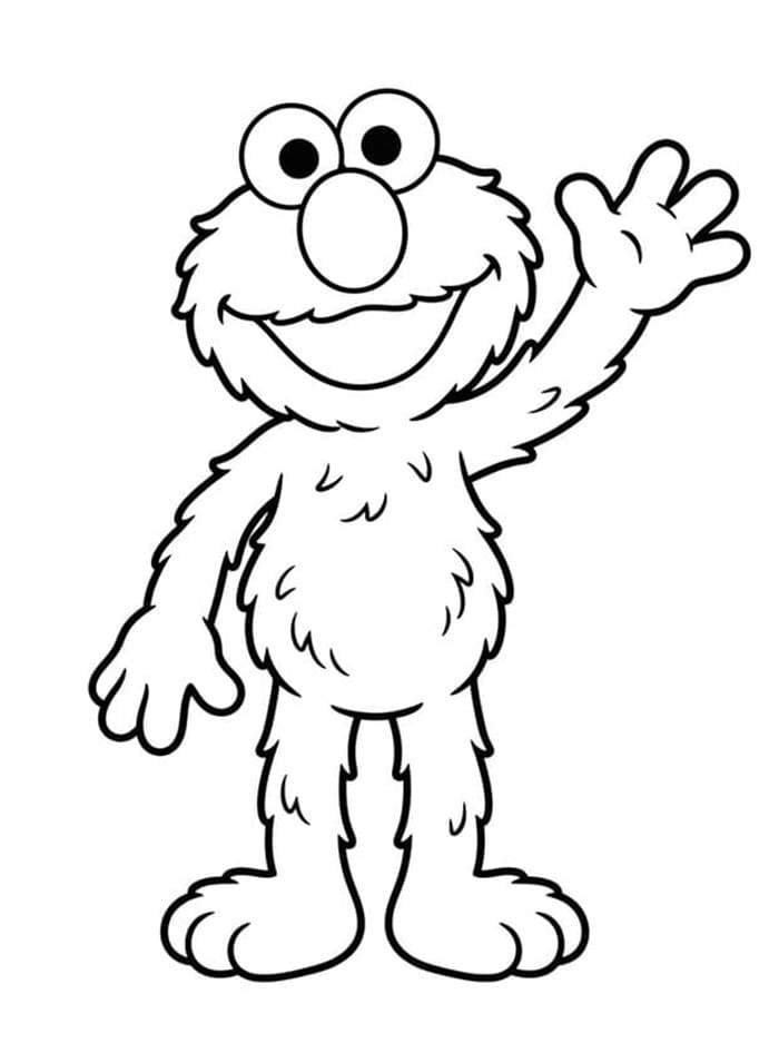 Elmo melambaikan tangan dengan gembira