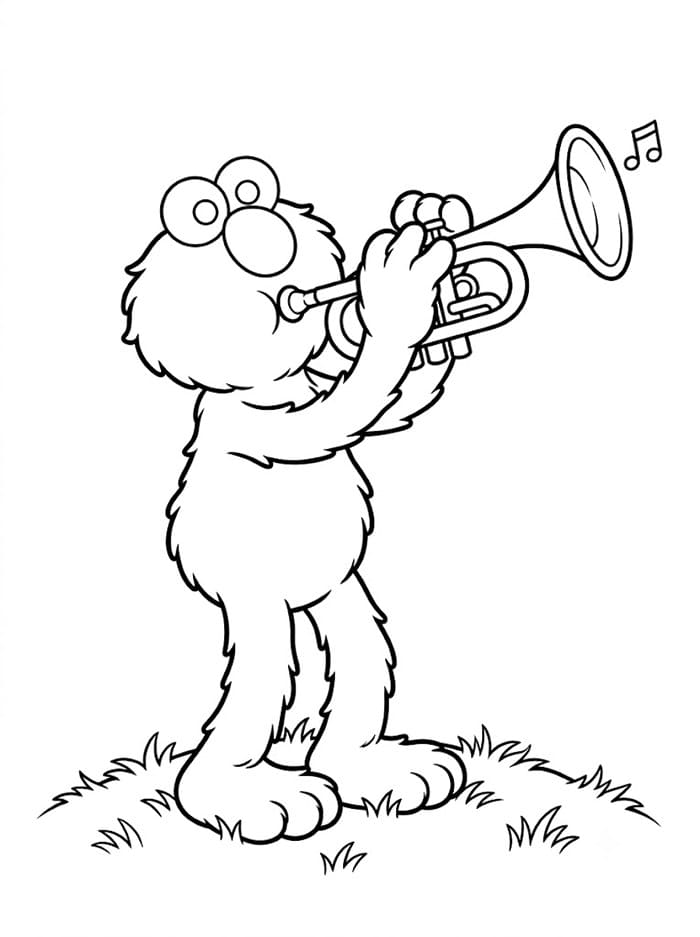 Elmo memainkan terompet