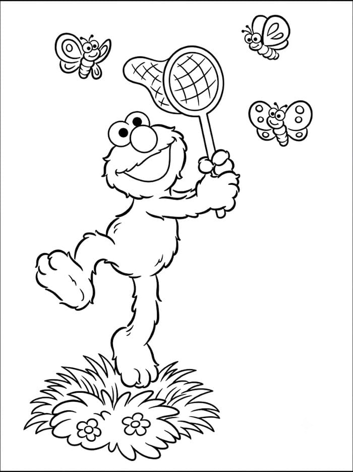 Elmo menangkap kupu-kupu