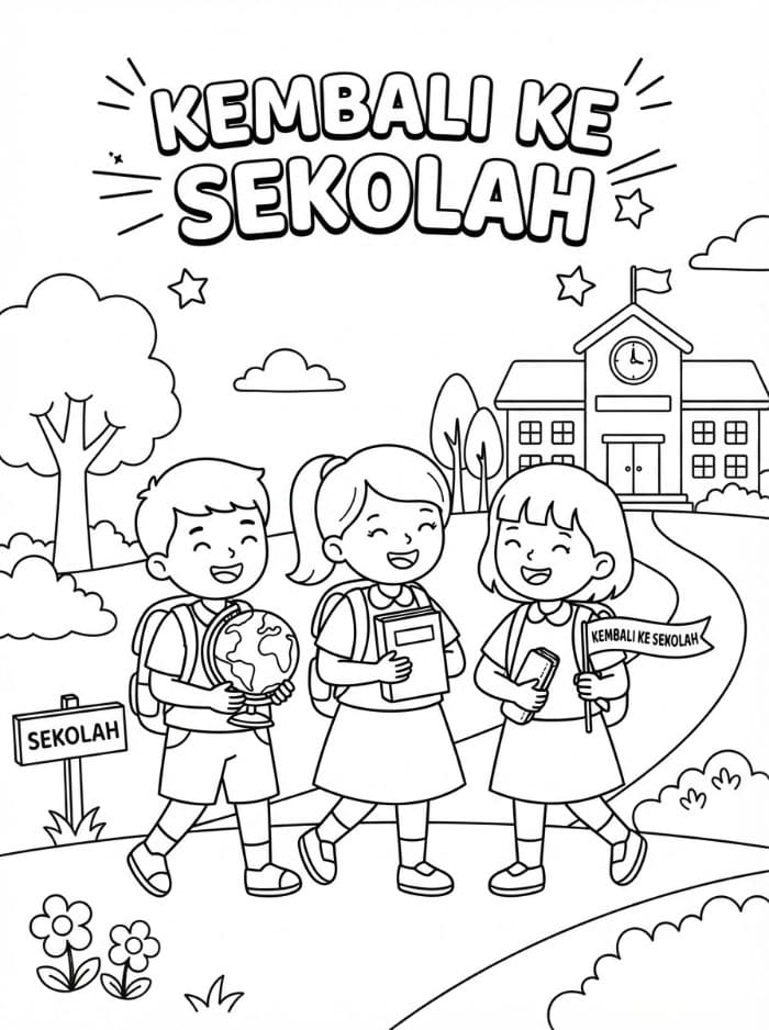 Gambar garis kembali ke sekolah