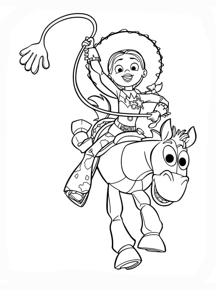 Jessie menunggangi Bullseye Toy Story 5