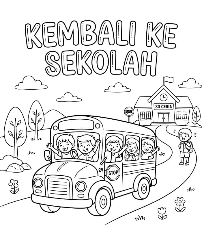 Keseruan bus sekolah kembali ke sekolah