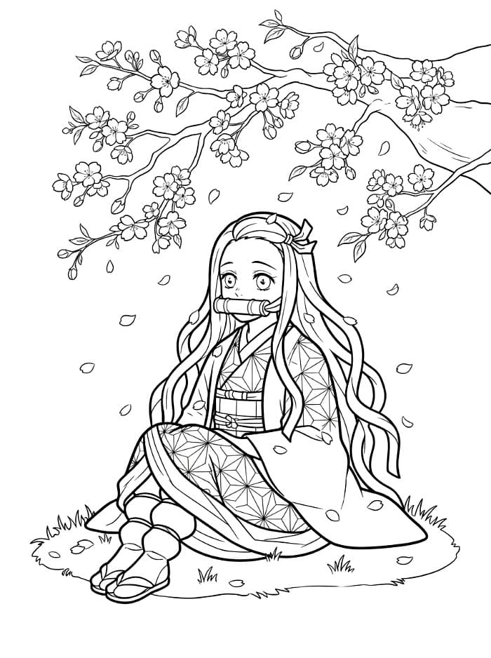 Nezuko di Bawah Bunga Sakura