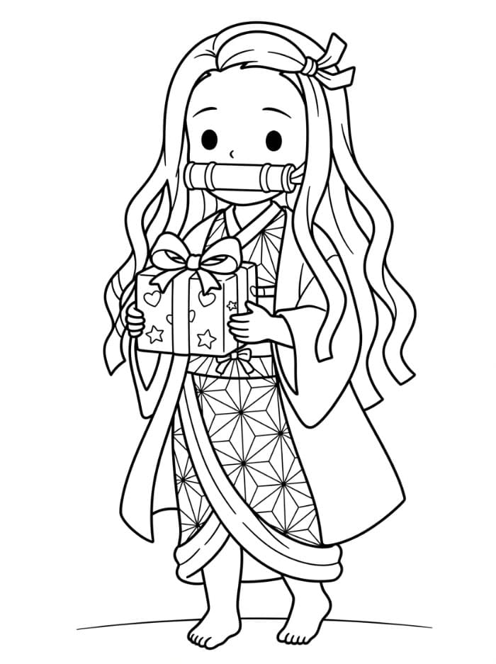Nezuko Memegang Hadiah