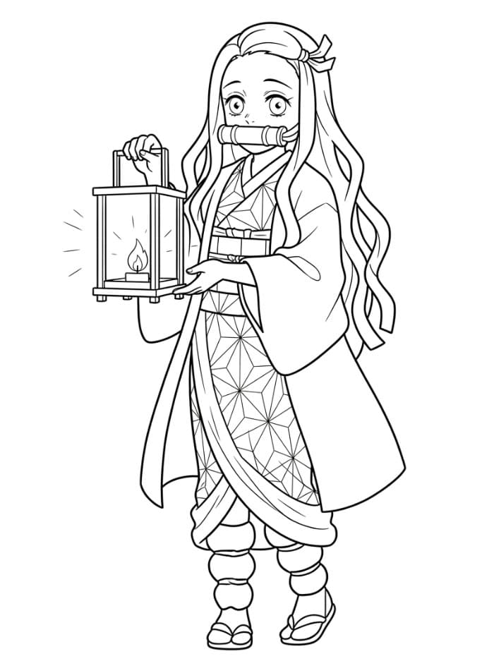 Nezuko Memegang Lentera