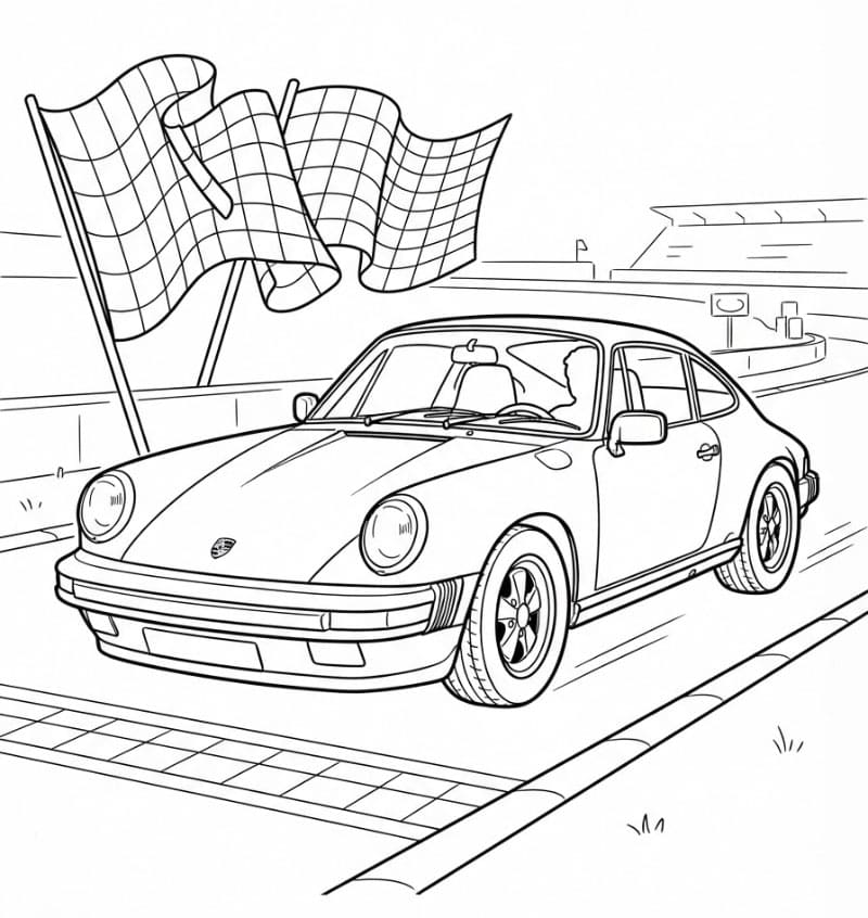 Porsche dengan Bendera Balap