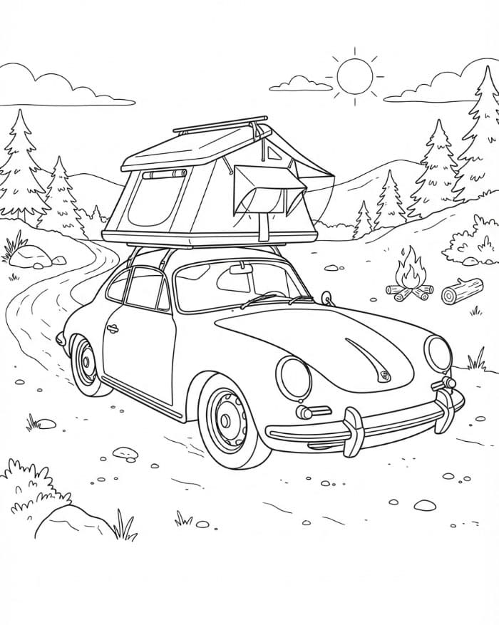Porsche dengan Tenda Kemah