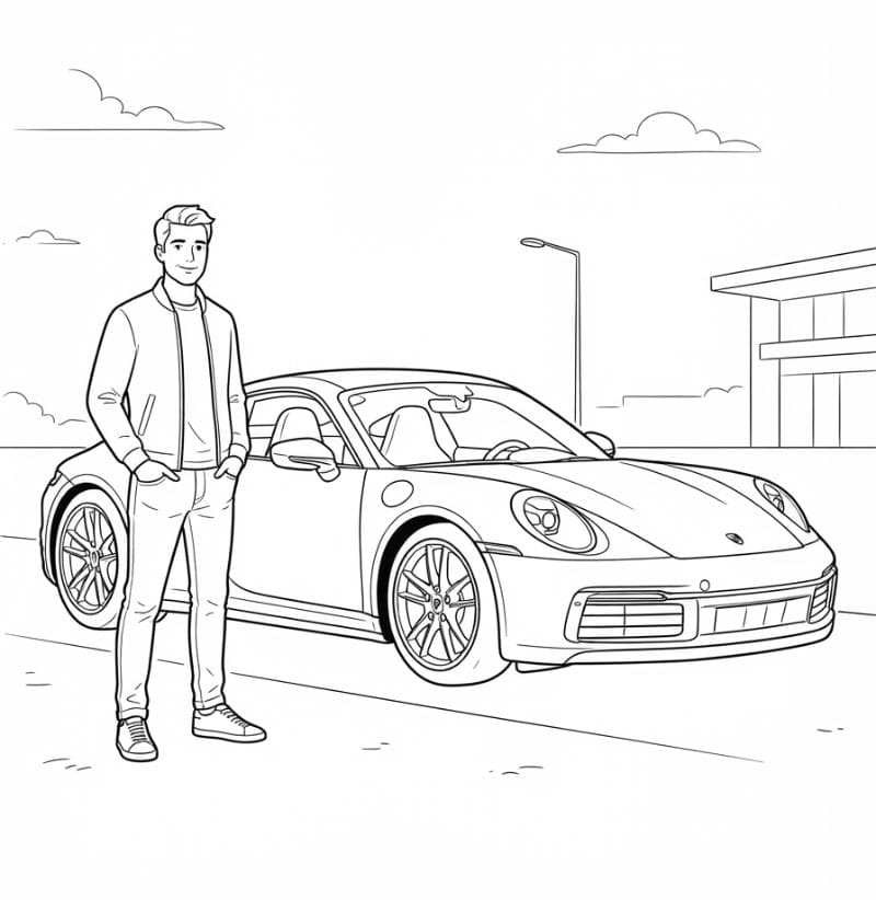 Pria dengan Porsche