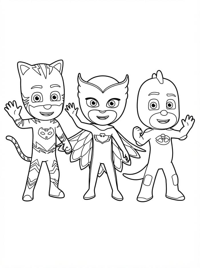 Tim PJ Masks melambaikan tangan