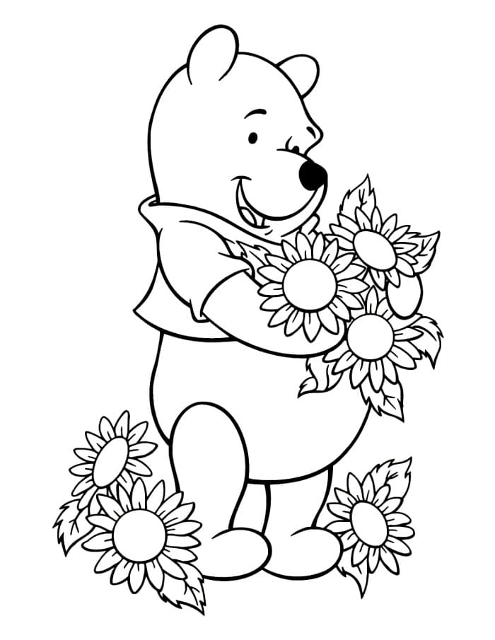 Winnie the Pooh dengan Bunga