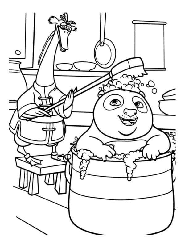 Baby Po får et bad