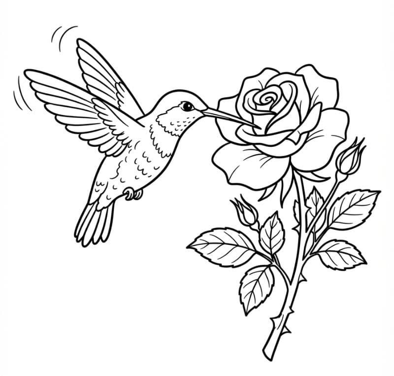 Burung Kolibri dan mawar