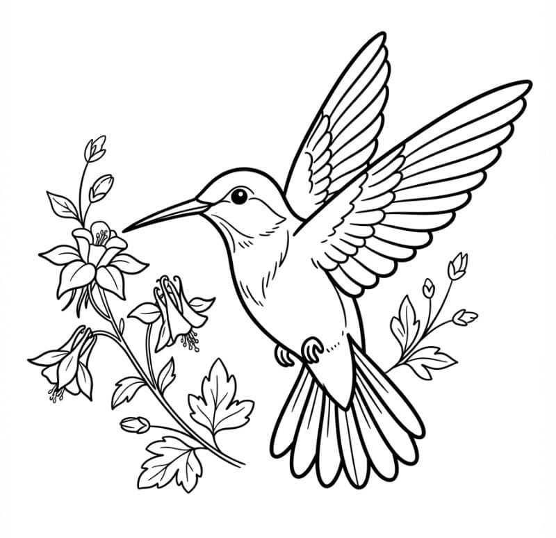 Burung Kolibri dengan sayap terbentang