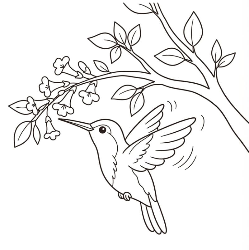 Burung Kolibri di dekat pohon