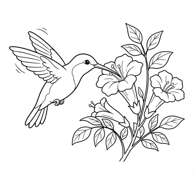 Burung Kolibri minum nektar dari bunga