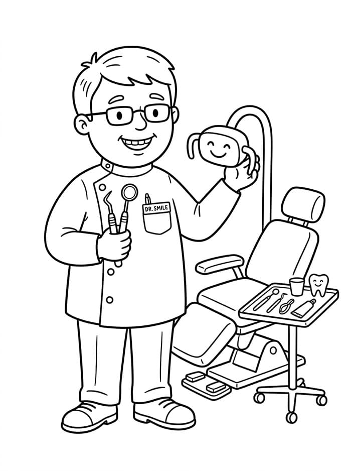 Dokter gigi dengan peralatan gigi