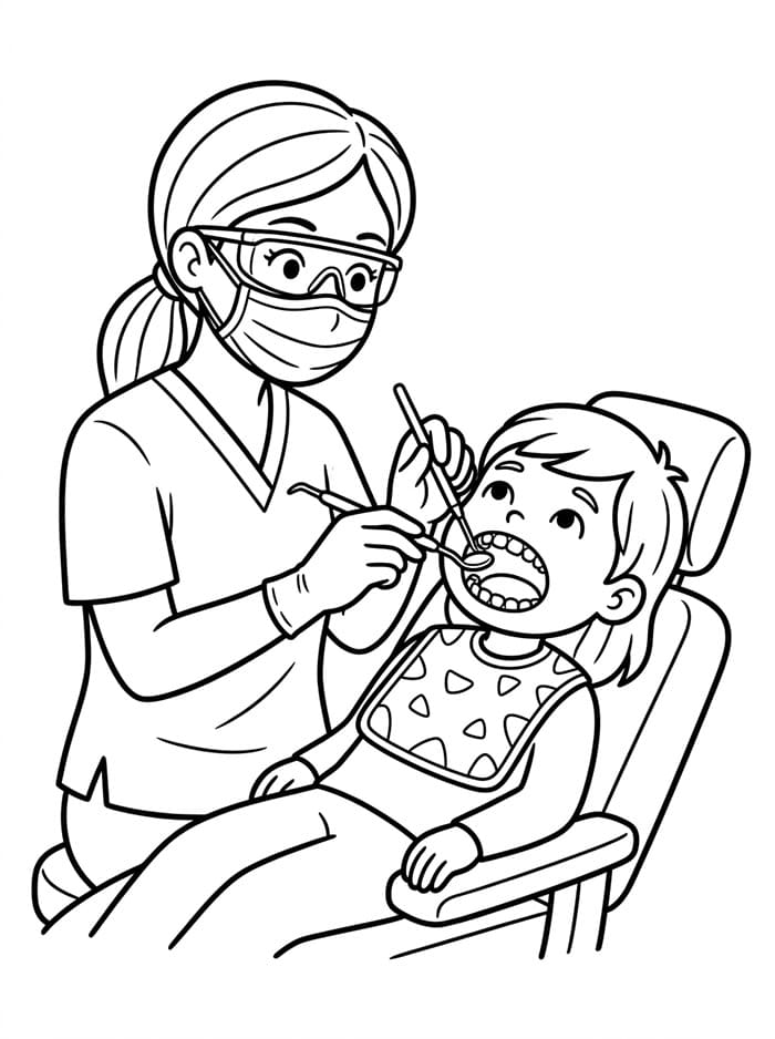 Dokter gigi membersihkan gigi