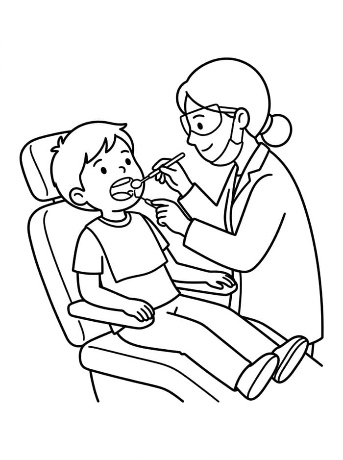 Dokter gigi memeriksa anak