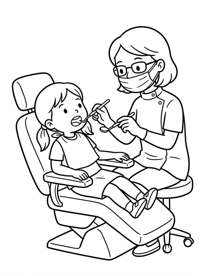 Dokter gigi memeriksa gigi anak