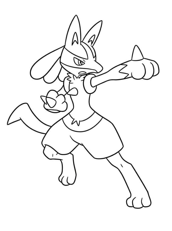 Gambar Lucario sedang memukul