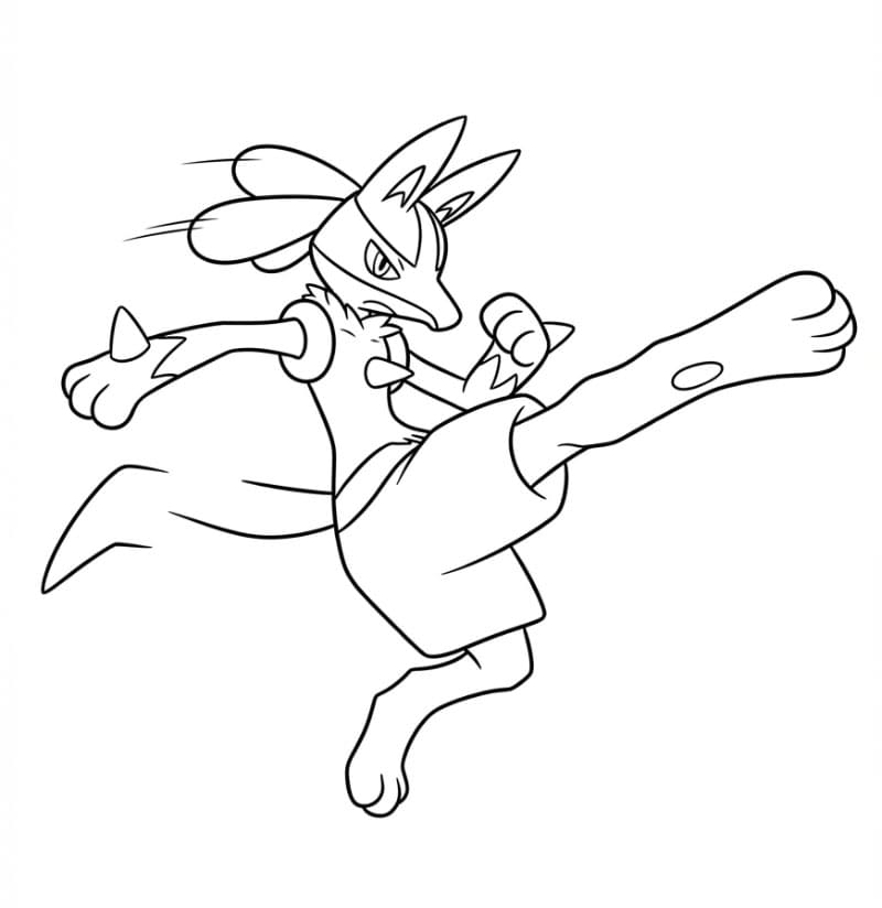 Gambar Lucario sedang menendang