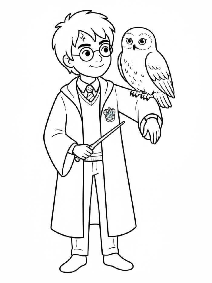Harry Potter bersama Hedwig