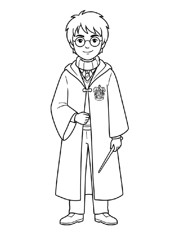 Harry Potter mengenakan jubah