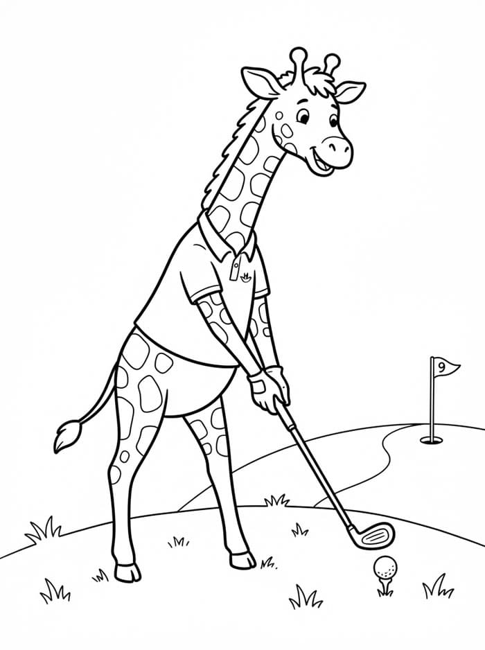 Jerapah Bermain Golf