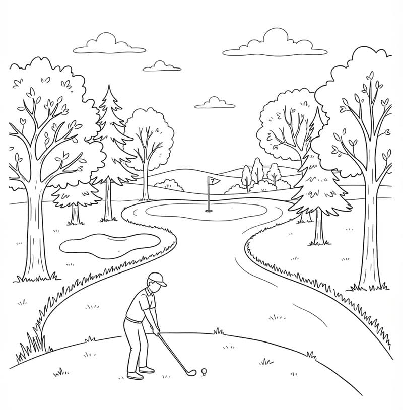 Lapangan Golf dengan Pepohonan