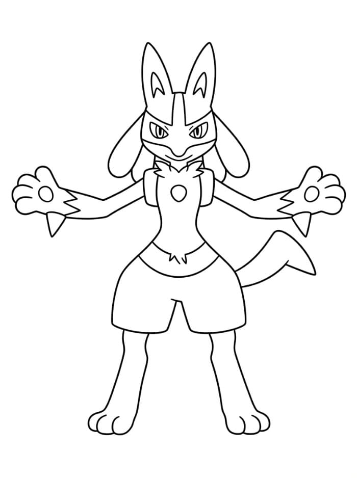 Lucario dengan tangan terbuka