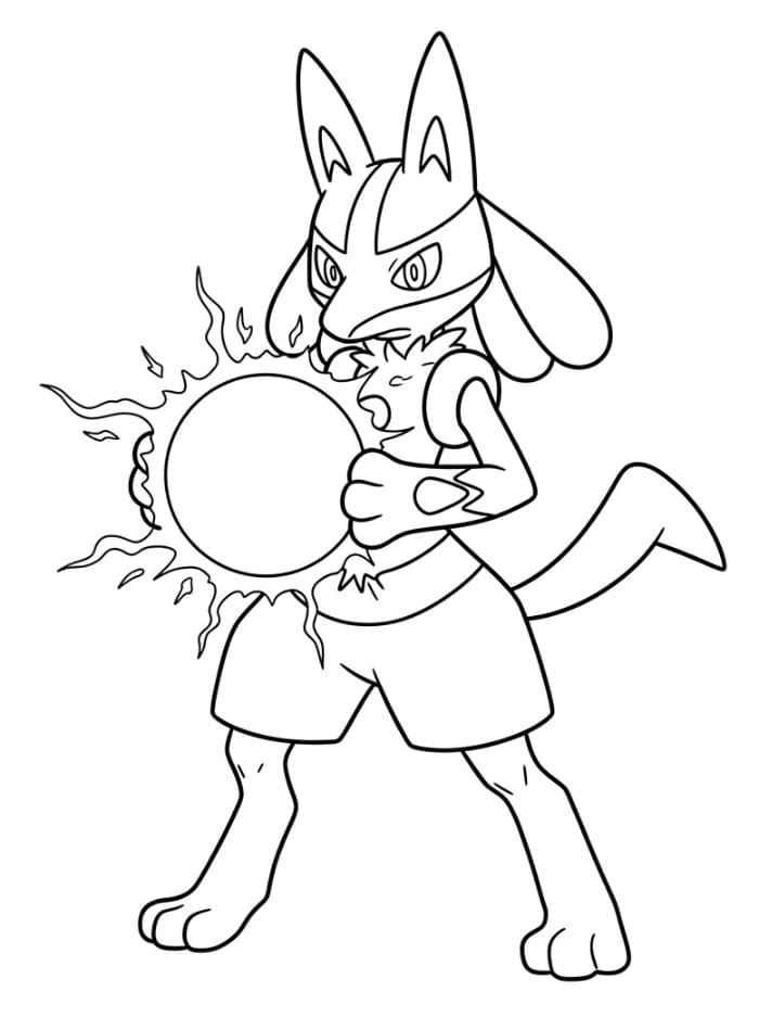 Lucario memegang Aura Sphere