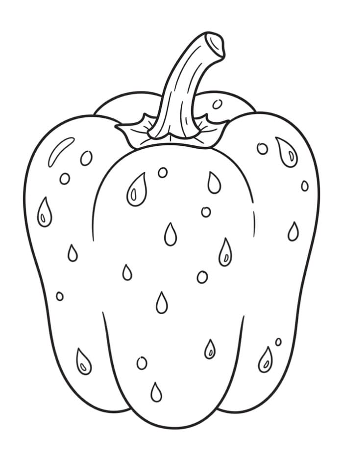 Paprika dengan tetesan hujan