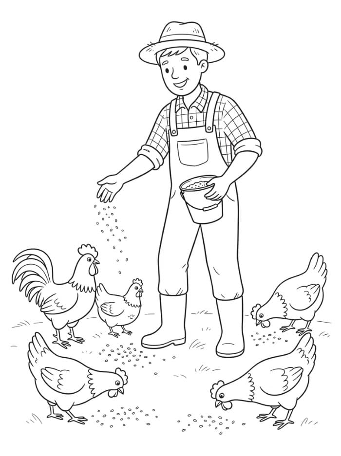 Petani dengan ayam