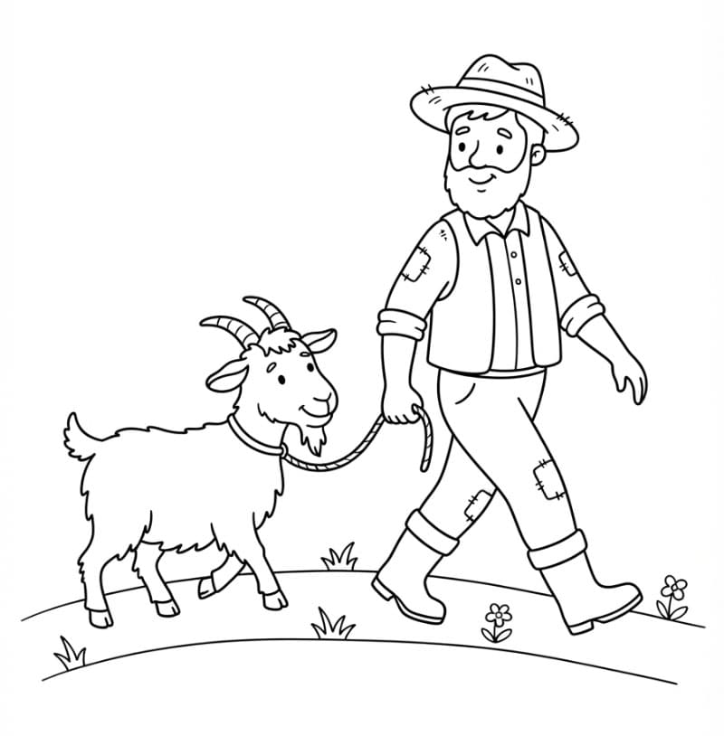 Petani membawa kambing