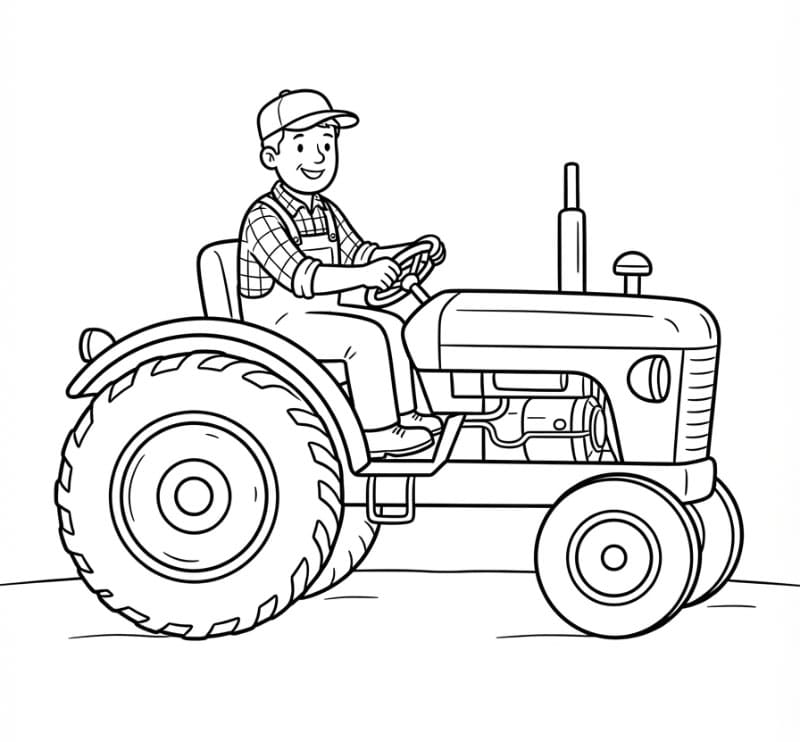 Petani mengendarai traktor