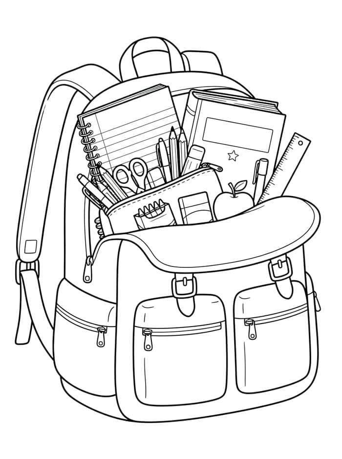 Ransel dengan Perlengkapan Sekolah