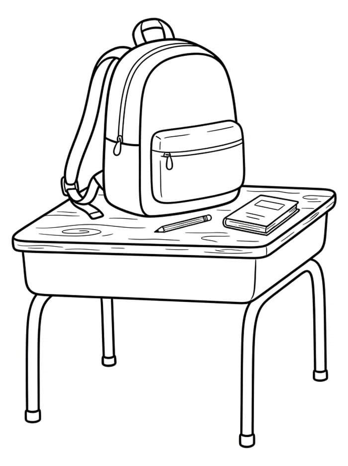 Ransel di Atas Meja Sekolah