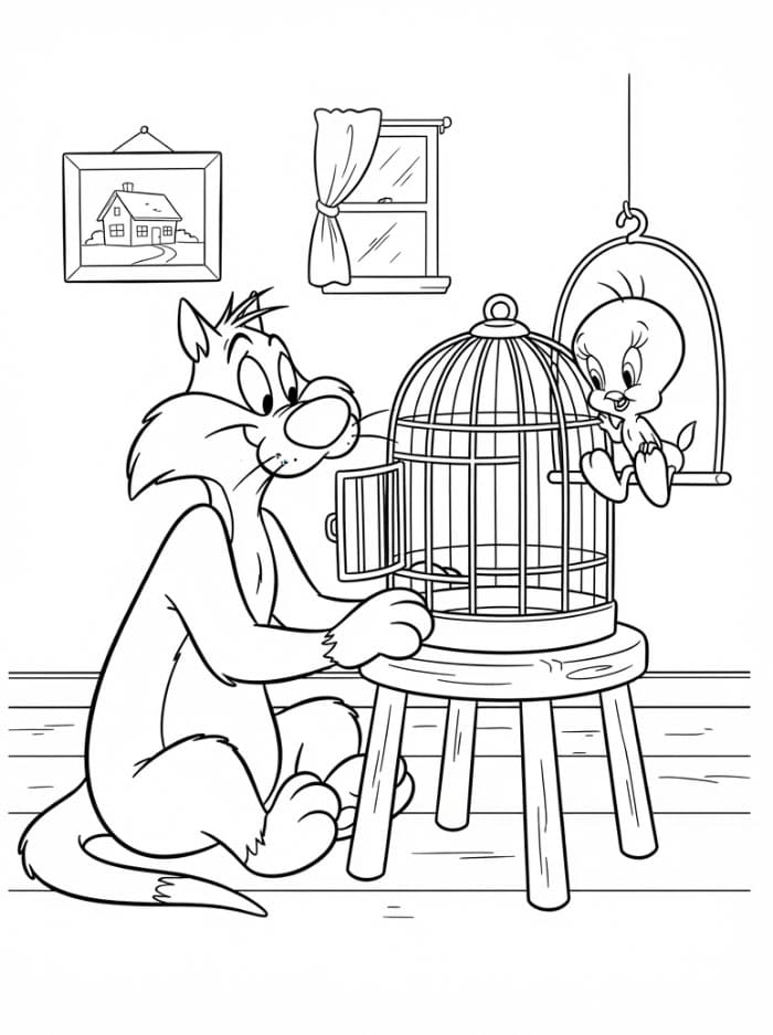 Sylvester dan Tweety di rumah
